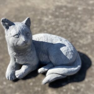 Statua gatto, statuetta animale in cemento e pietra per giardino
