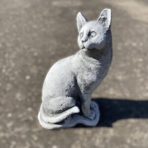 Statua gatto,scultura del gatto in cemento e pietra, statuetta animale, per giardino.