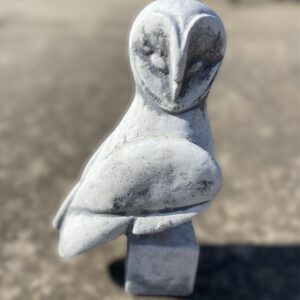 Statua gufo civetta, statuetta animale, scultura in cemento e pietra per giardino