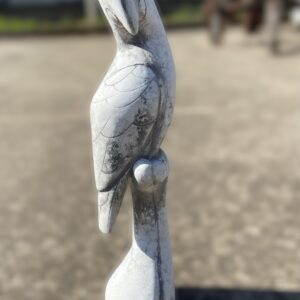 Statua pappagallo, scultura animale in cemento e pietra per giardino.