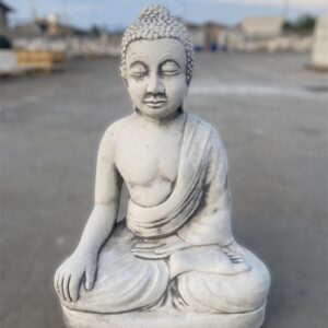 Statua Buddha Monaco, scultura in cemento e pietra per arredamento interno ed esterno