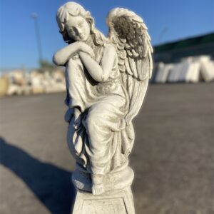 Statua dell’angelo, angelo custode, ragazza d’angelo, scultura in cemento e pietra per giardino
