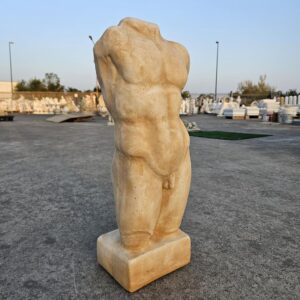 Busto Romano In Polvere Di Marmo Idea Regalo Statua Torso Nudo – Altezza 54 Cm – Base 19 X 14 Cm – Peso 21 Kg