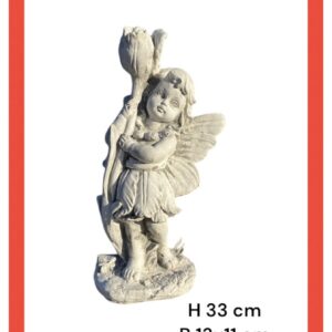 Statua fata fatina con rosa in cemento